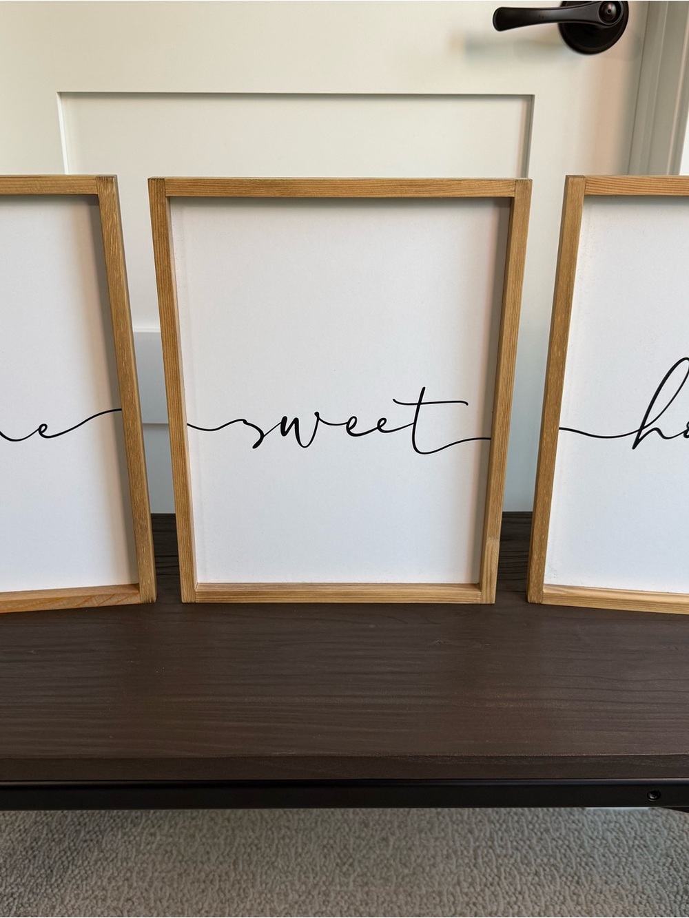 Framed "Home Sweet Home" Wall Art Sign in Natural Wood